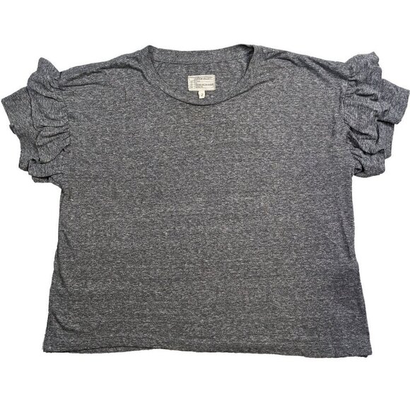 Current/Elliott The Roadie Ruffle Sleeve Cotton Tee Size 2 - Picture 1 of 5
